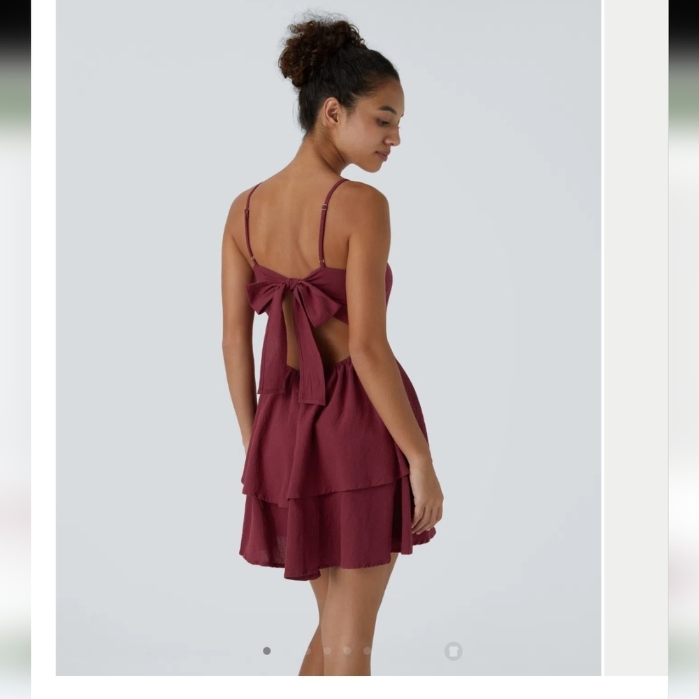 Women’s Mauve Bow-Back Tiered Mini Dress